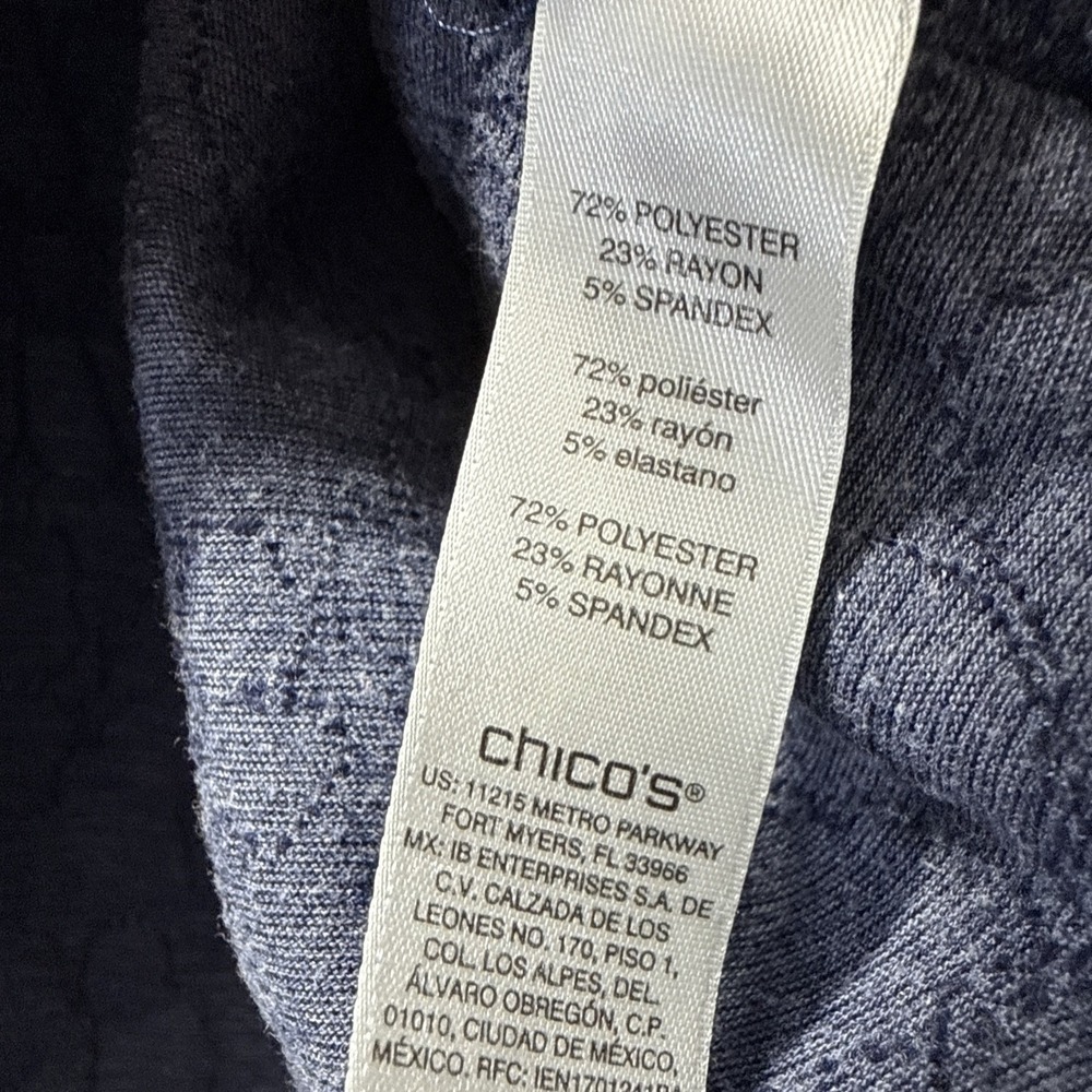 Chicos‎ Weekends Women's Top Size XL Blue Textured 3/4 Sleeves Relaxed Pullover - Picture 4 of 7